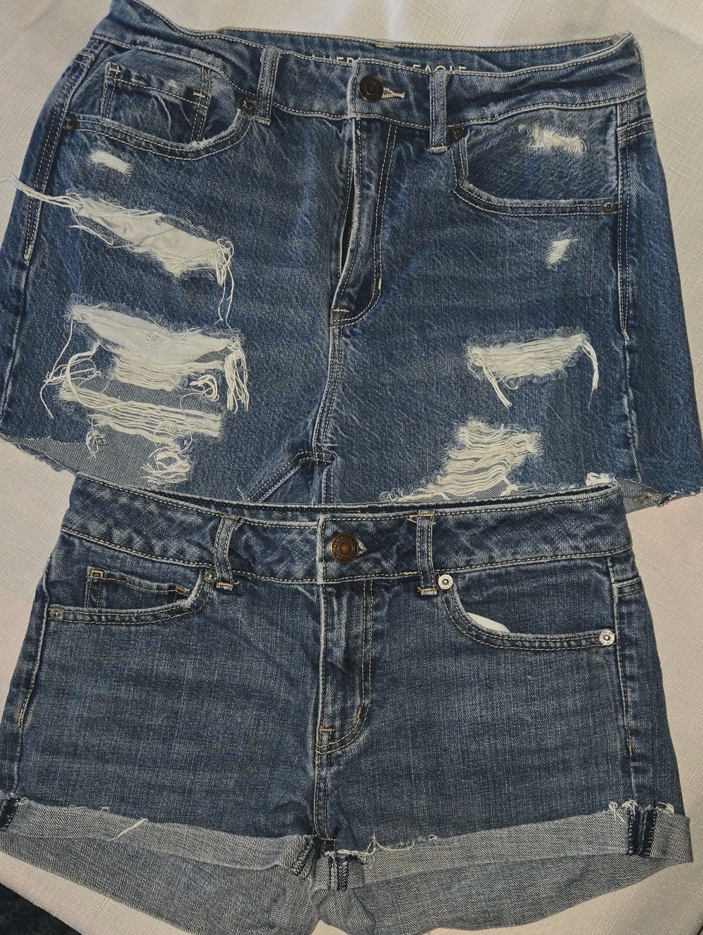 American Eagle Outfitters Blue Distressed Denim Shorts